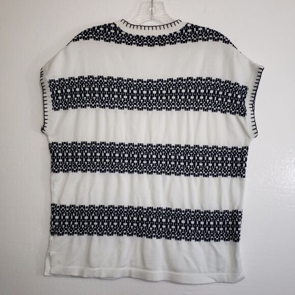 Tommy Hilfiger Women's Medium Blue and White Striped V-neck Sweater Vest - Picture 9 of 9